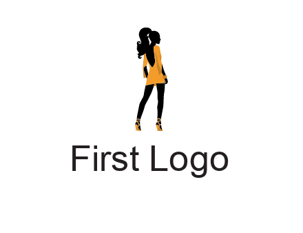 woman in yellow apparel logo