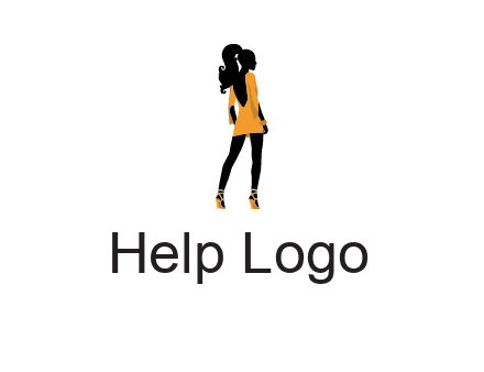 woman in yellow apparel logo
