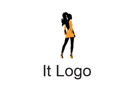 woman in yellow apparel logo
