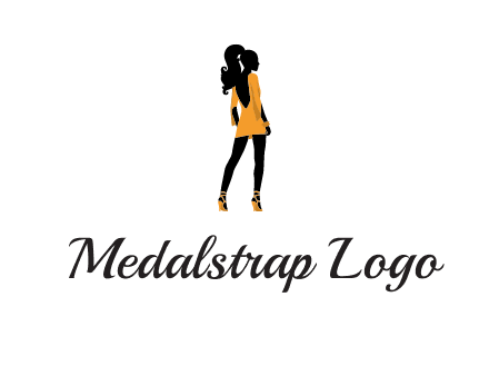woman in yellow apparel logo