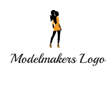 woman in yellow apparel logo