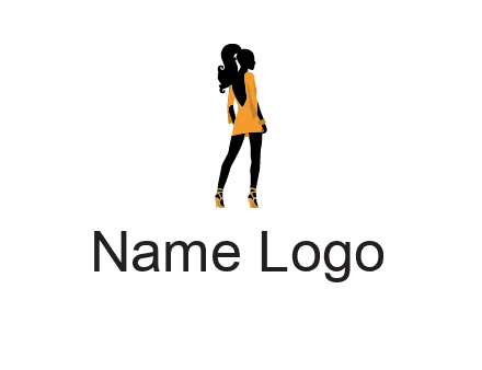woman in yellow apparel logo