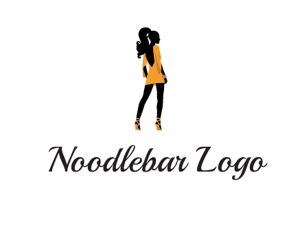 woman in yellow apparel logo