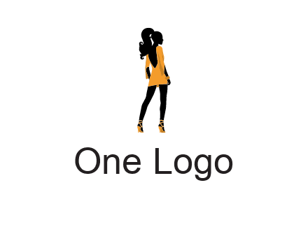 woman in yellow apparel logo
