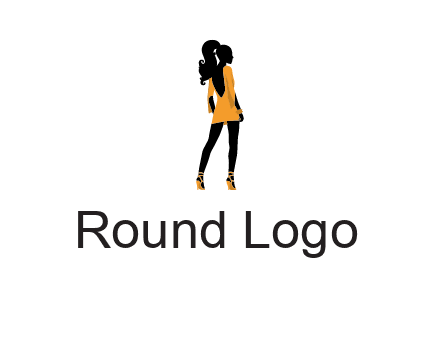 woman in yellow apparel logo