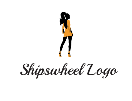 woman in yellow apparel logo