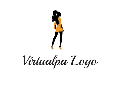 woman in yellow apparel logo