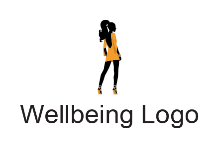 woman in yellow apparel logo