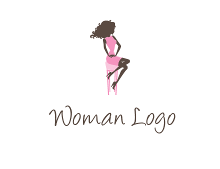 woman sitting on stool logo