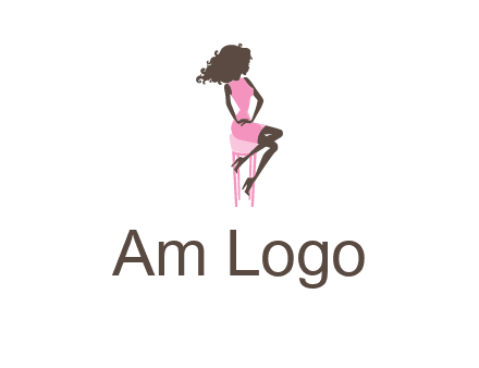 woman sitting on stool logo