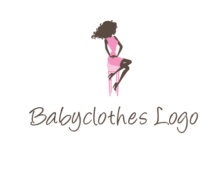 woman sitting on stool logo