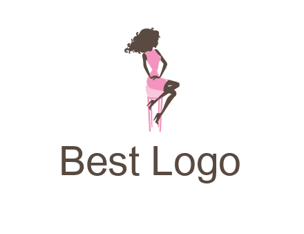 woman sitting on stool logo