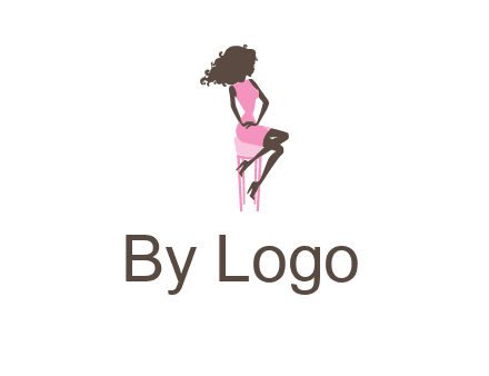 woman sitting on stool logo