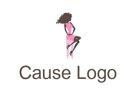 woman sitting on stool logo