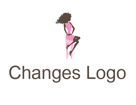 woman sitting on stool logo