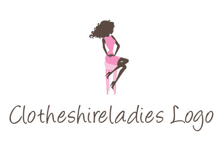 woman sitting on stool logo