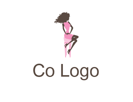 woman sitting on stool logo