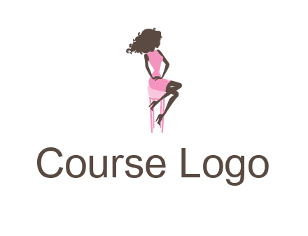 woman sitting on stool logo