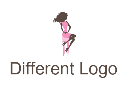 woman sitting on stool logo