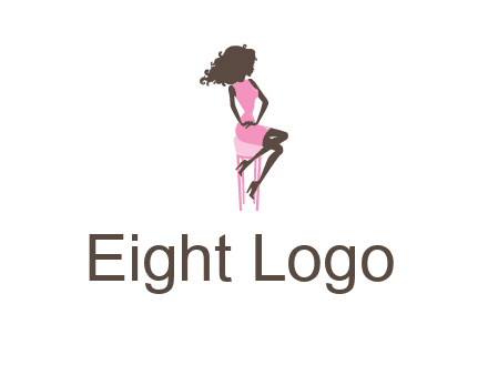 woman sitting on stool logo