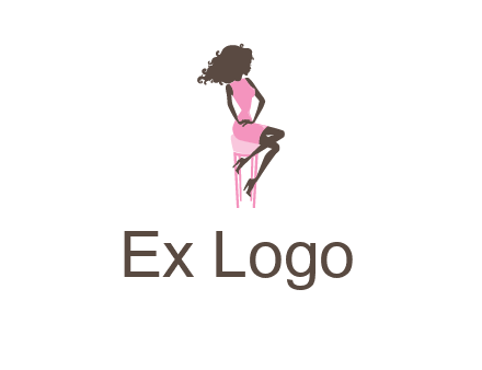 woman sitting on stool logo