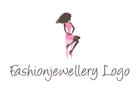 woman sitting on stool logo