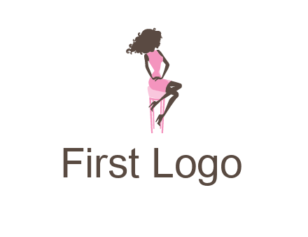 woman sitting on stool logo