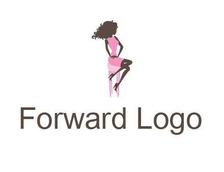 woman sitting on stool logo
