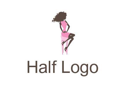 woman sitting on stool logo