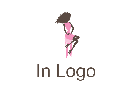 woman sitting on stool logo
