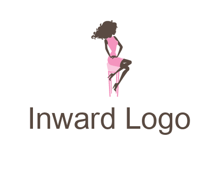 woman sitting on stool logo