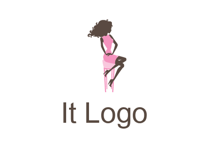 woman sitting on stool logo