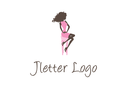 woman sitting on stool logo
