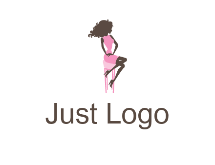 woman sitting on stool logo