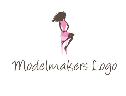 woman sitting on stool logo