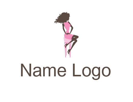 woman sitting on stool logo
