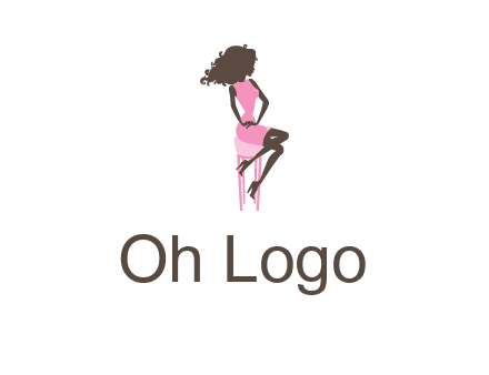 woman sitting on stool logo