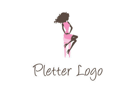 woman sitting on stool logo