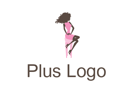 woman sitting on stool logo