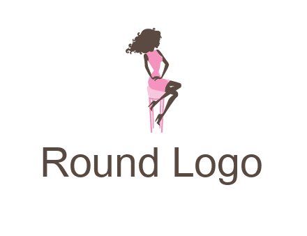 woman sitting on stool logo