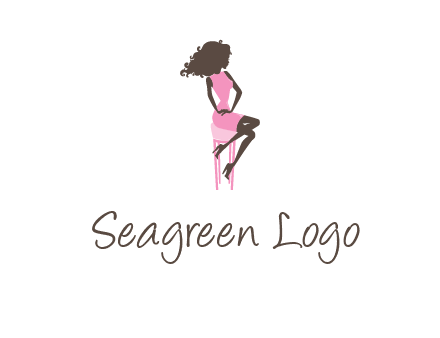 woman sitting on stool logo