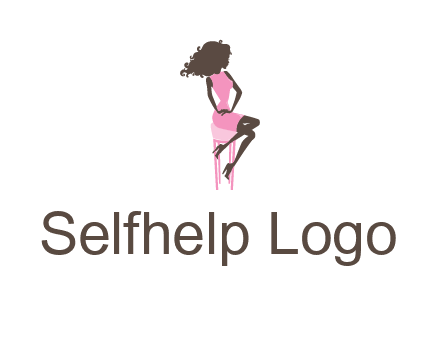 woman sitting on stool logo