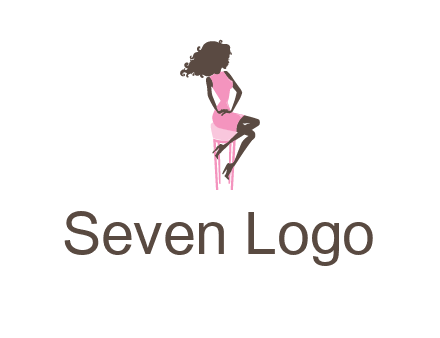 woman sitting on stool logo