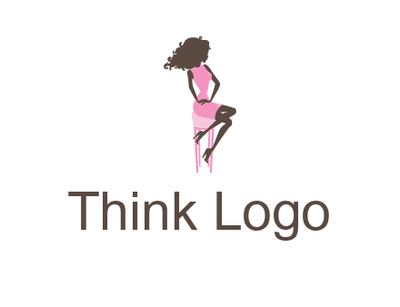 woman sitting on stool logo