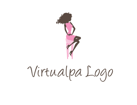 woman sitting on stool logo