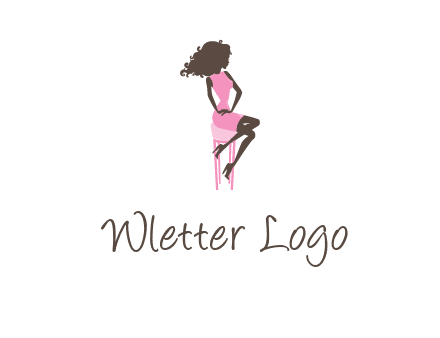 woman sitting on stool logo