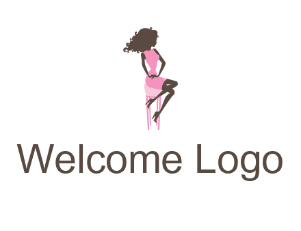 woman sitting on stool logo