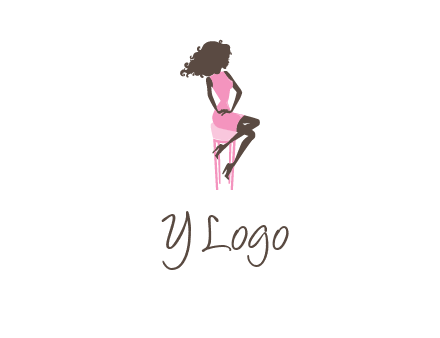 woman sitting on stool logo