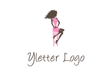 woman sitting on stool logo