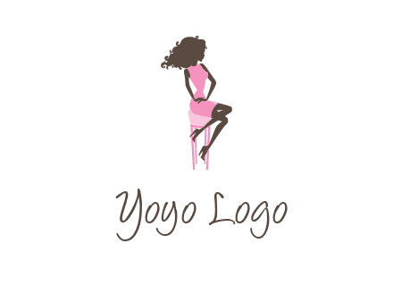 woman sitting on stool logo